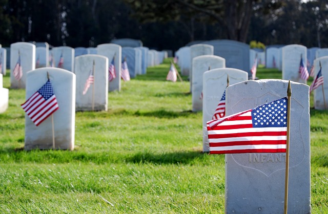 Flag at grave site